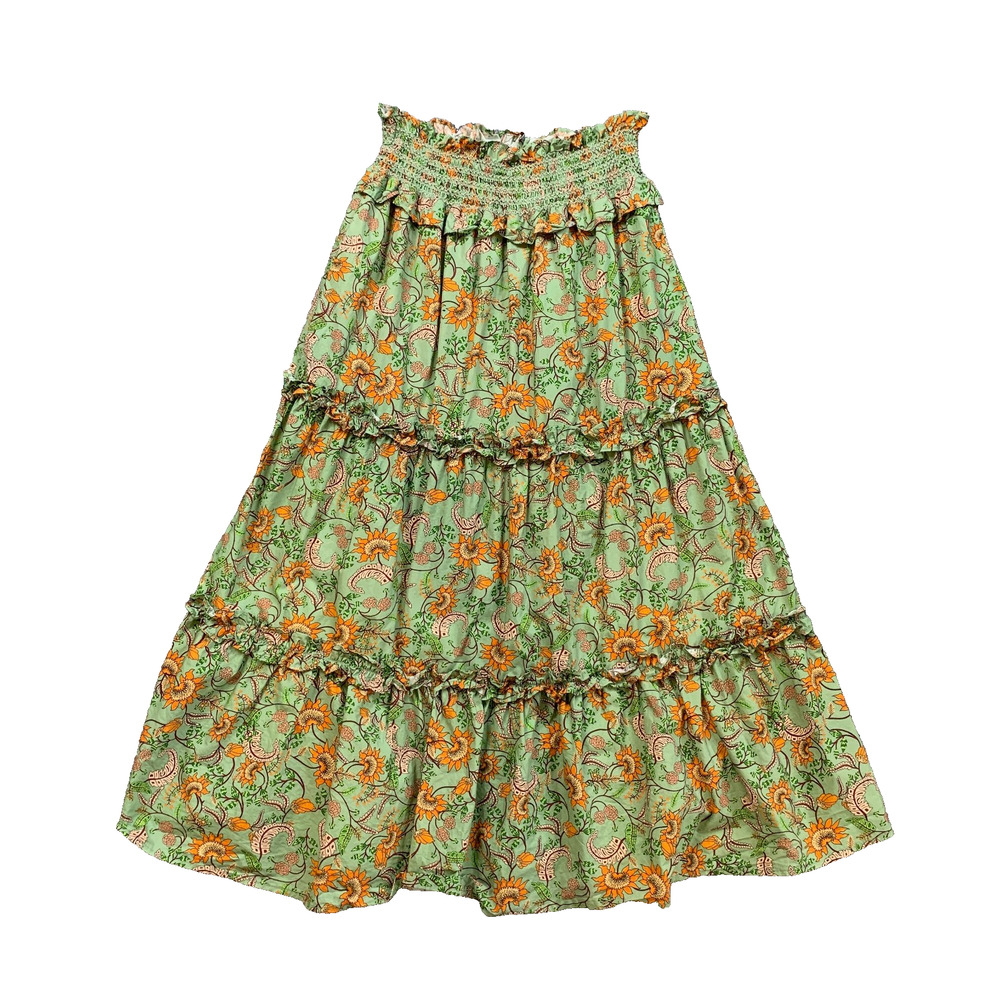Hyacinth House Skirt Women XS Extra Small Multi Odette Smocked Waist Tiered Midi